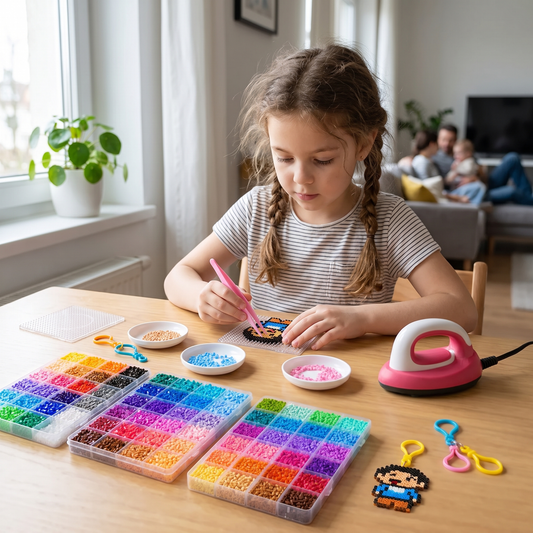 DIY Fuse Beads Craft Kit for Kids – Iron-On Bead Art Set with Mini Iron & Accessories