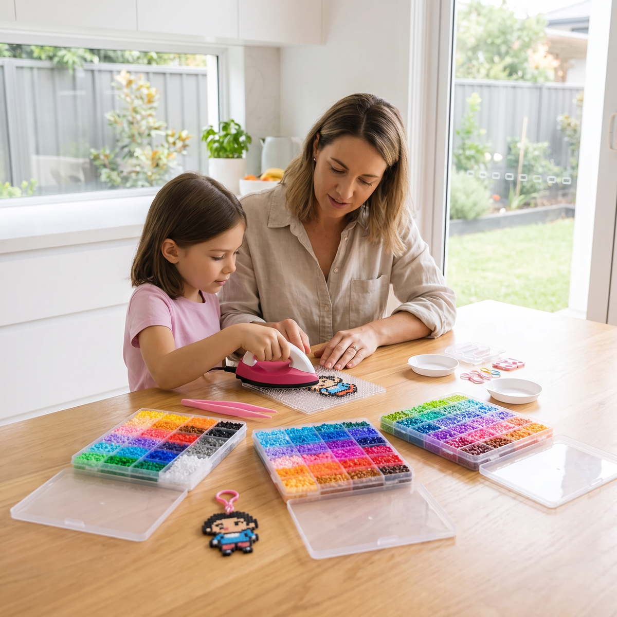 DIY Fuse Beads Craft Kit for Kids – Iron-On Bead Art Set with Mini Iron & Accessories