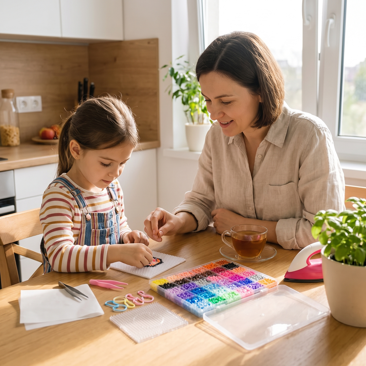 DIY Fuse Beads Craft Kit for Kids – Iron-On Bead Art Set with Mini Iron & Accessories