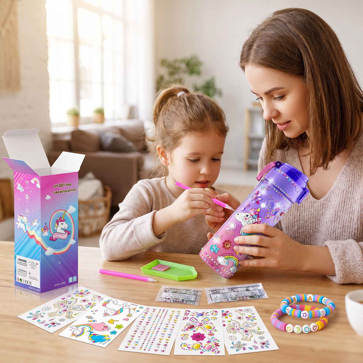 DIY Unicorn Water Bottle Decorating Kit for Kids