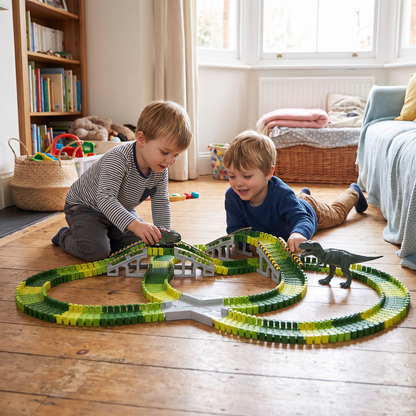223-Piece Dinosaur Race Track Set – Flexible DIY Racing Toy for Kids