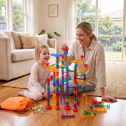 132 Piece Marble Run Building Set for Kids – STEM Race Track Toy