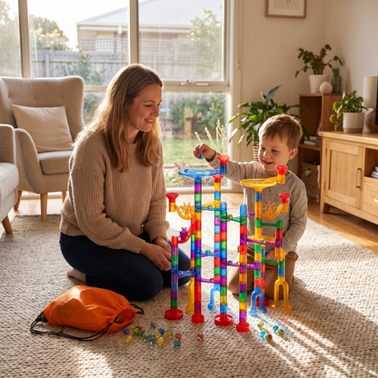 132 Piece Marble Run Building Set for Kids – STEM Race Track Toy
