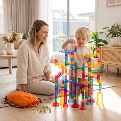 132 Piece Marble Run Building Set for Kids – STEM Race Track Toy