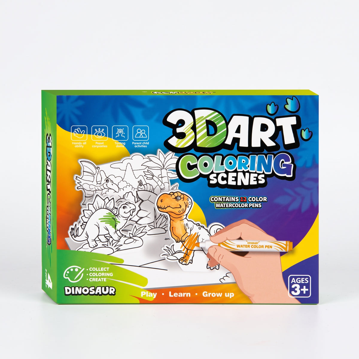3D Pop-Up Colouring Book for Kids with Watercolour Pens