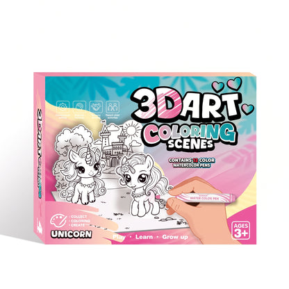 3D Pop-Up Colouring Book for Kids with Watercolour Pens