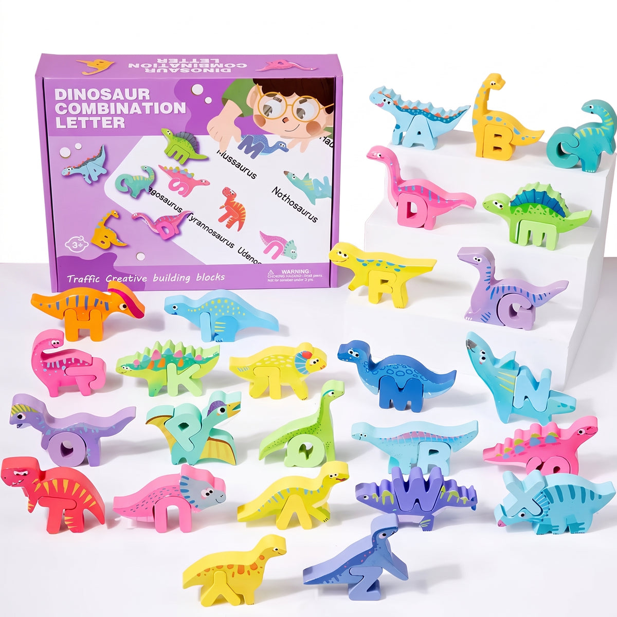 52-Piece Montessori 3D Alphabet Building Blocks for Kids