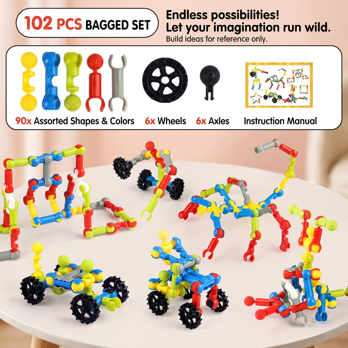 STEM Building Blocks Set for Kids – Creative Construction Toy Kit