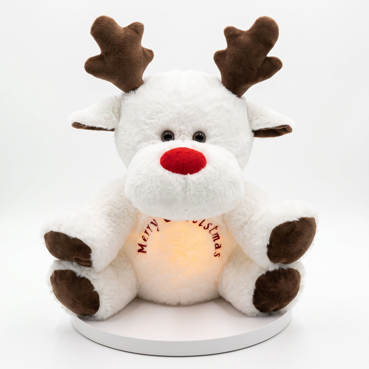 Interactive Breathing Plush Toy with Light, Sound & Moving Ears